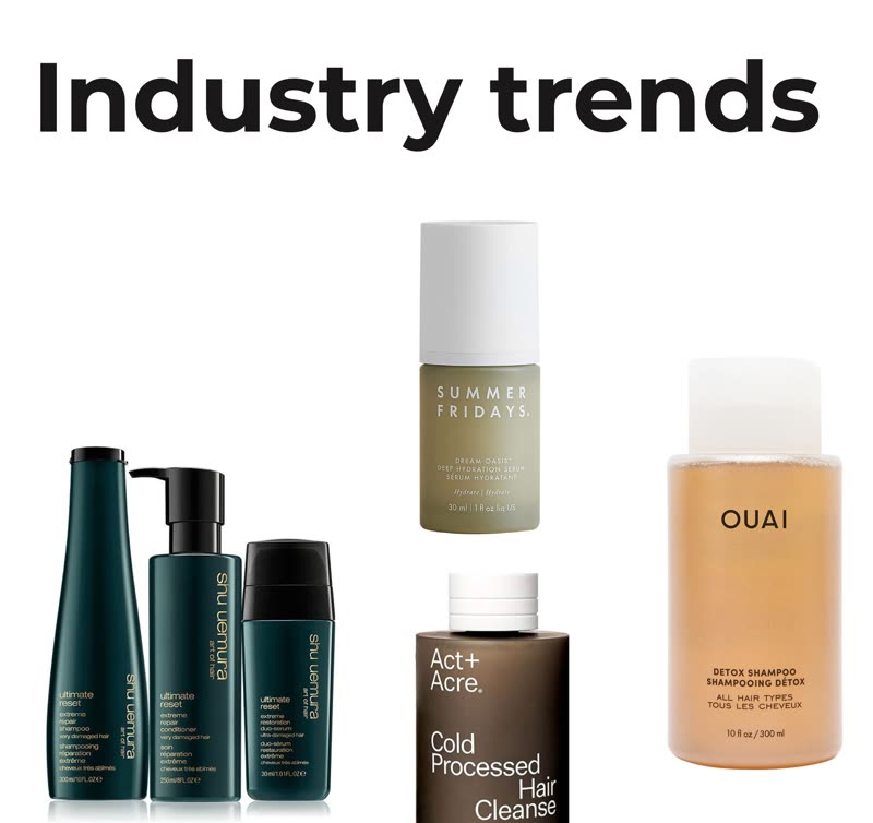 Industry trends page with competitor hair care packaging